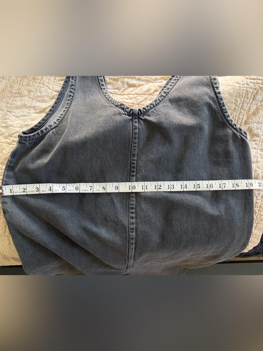 Sleeveless V-Neck Black Denim Jumpsuit - Picture 3 of 8